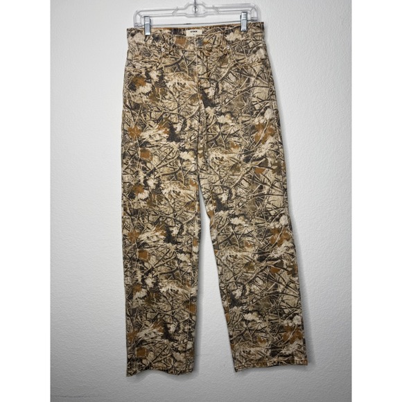 Cotton On Denim - Cotton On Low Straight Camo Branch Print Rigid Denim Jeans Womens 26 Camouflage